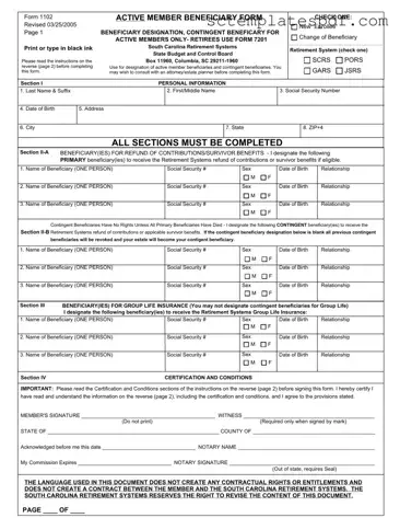 South Carolina 1102 Template