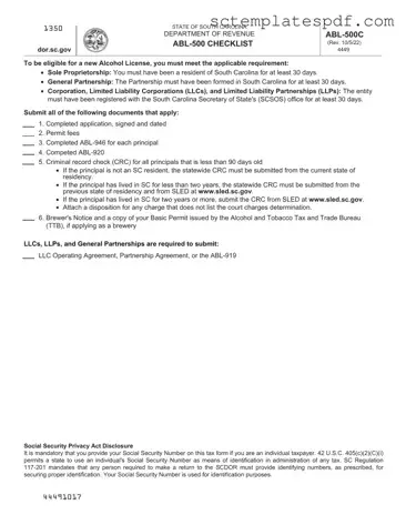 South Carolina Abl Template