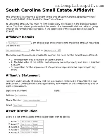 Valid South Carolina Small Estate Affidavit Document
