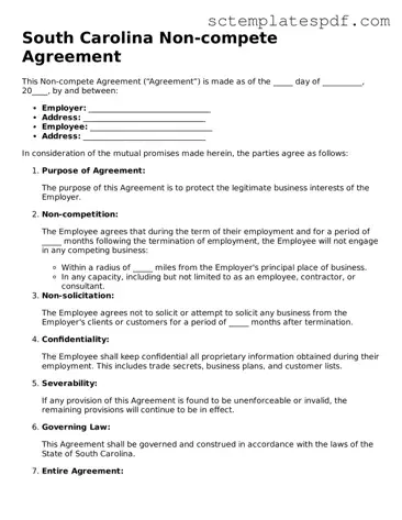 Valid South Carolina Non-compete Agreement Document