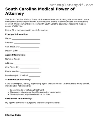 Valid South Carolina Medical Power of Attorney Document