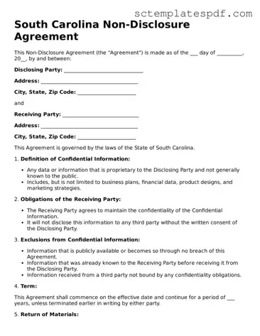 Valid South Carolina Non-disclosure Agreement Document