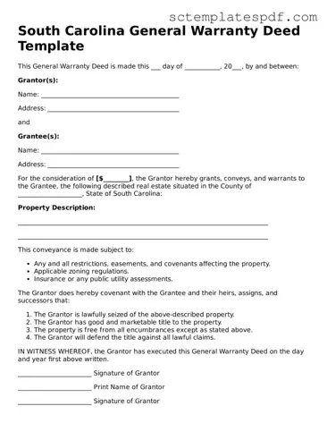Valid South Carolina Deed Document