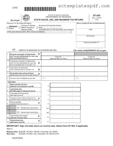 State Of South Carolina St455 Template