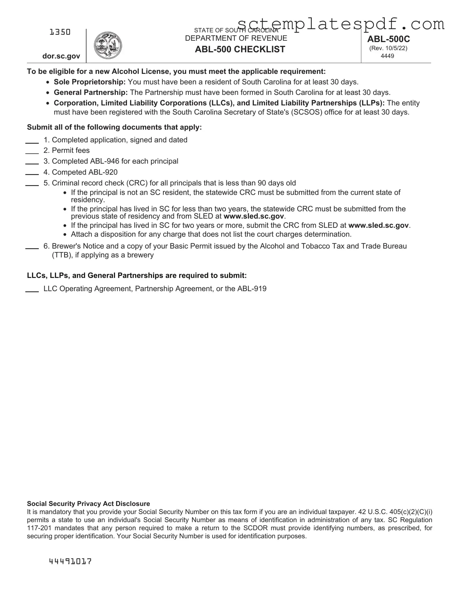 South Carolina Abl Template