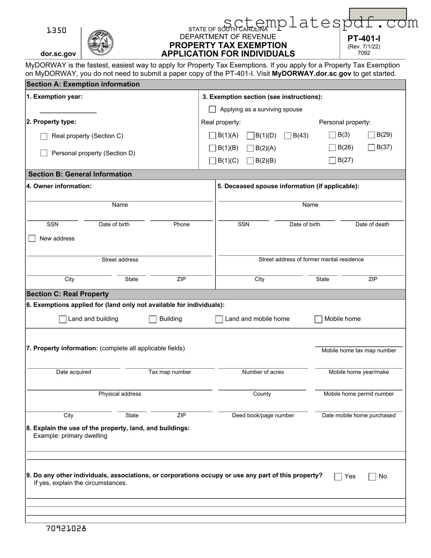 South Carolina Pt 401 Template